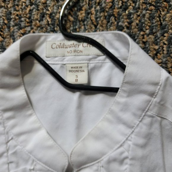 Coldwater Creek White No Iron Pleated Short Sleeve Blouse Size Small - Picture 8 of 9